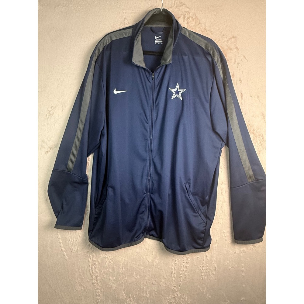 Nike Dallas Cowboys Track Jacket Mens 3XL Navy Blue Full Zip NFL Sideline Logo